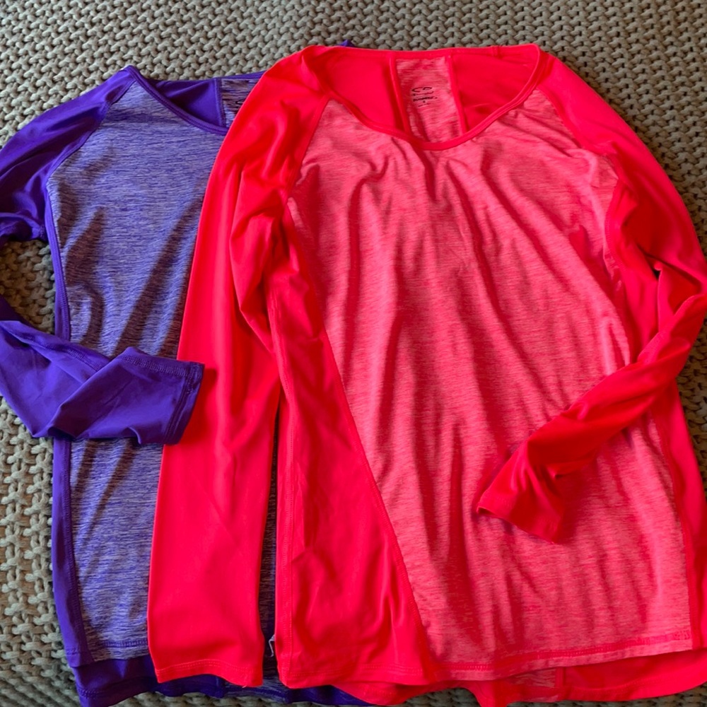 Pink and purple fitness shorts by champions